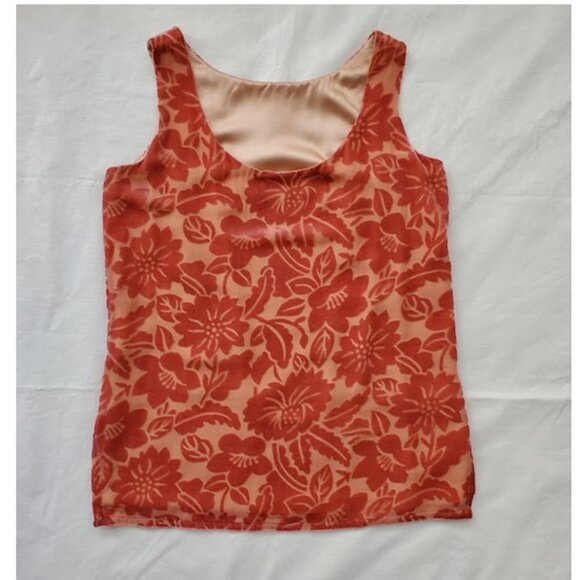 Magid Bernard Peach Silk 2-Pc Velvet Burnout Floral Vintage Chic Loungewear Sz S - Picture 6 of 16